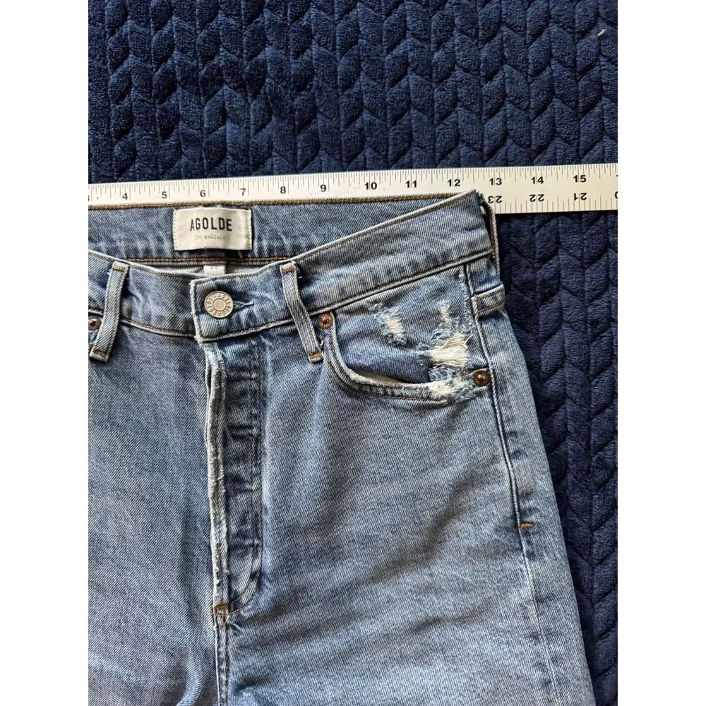 AGOLDE Women's Blue Denim Distressed Jean Ankle Button‎ Fly Size 25